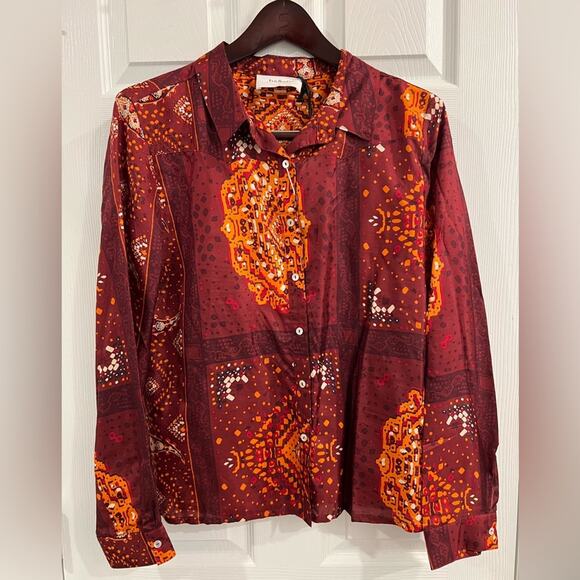 NWT BA&SH Printed Long Sleeve Button-Up Top Shirt Sz 2 - Picture 1 of 7